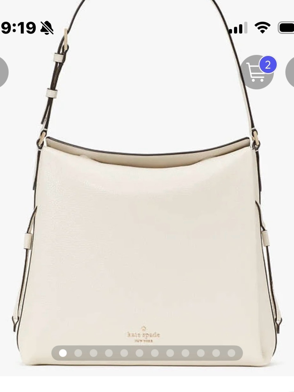 kate spade large  Cream Pebbled Leather DUMPLING BAG nwt